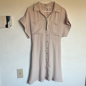 Madewell Button-Down Midi Dress in Light Tan